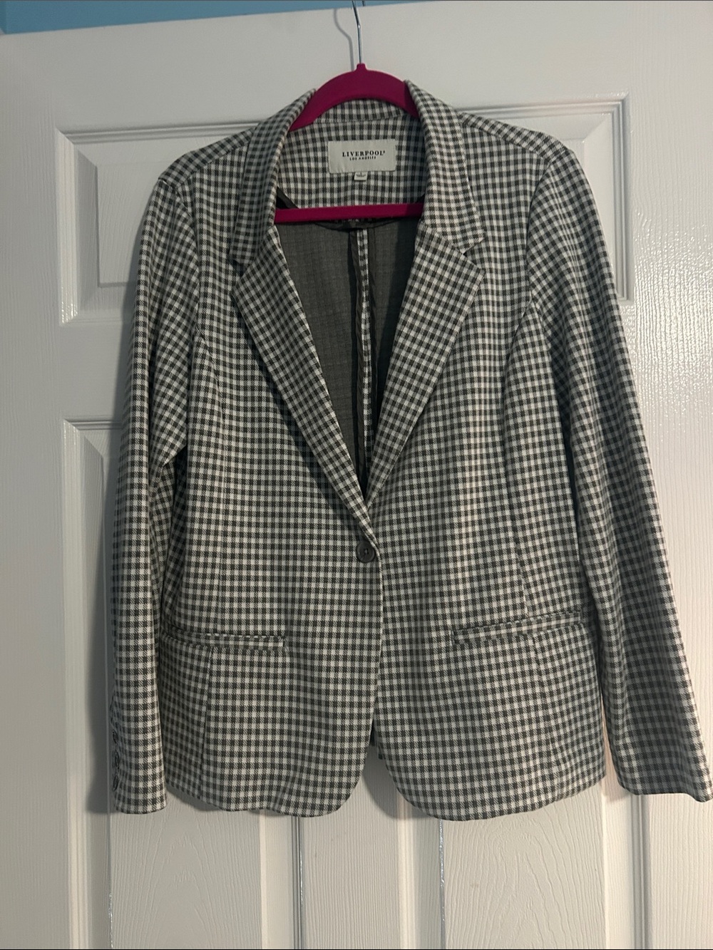 Liverpool Wrap-Style Houndstooth Blazer Jacket - GreenWhite